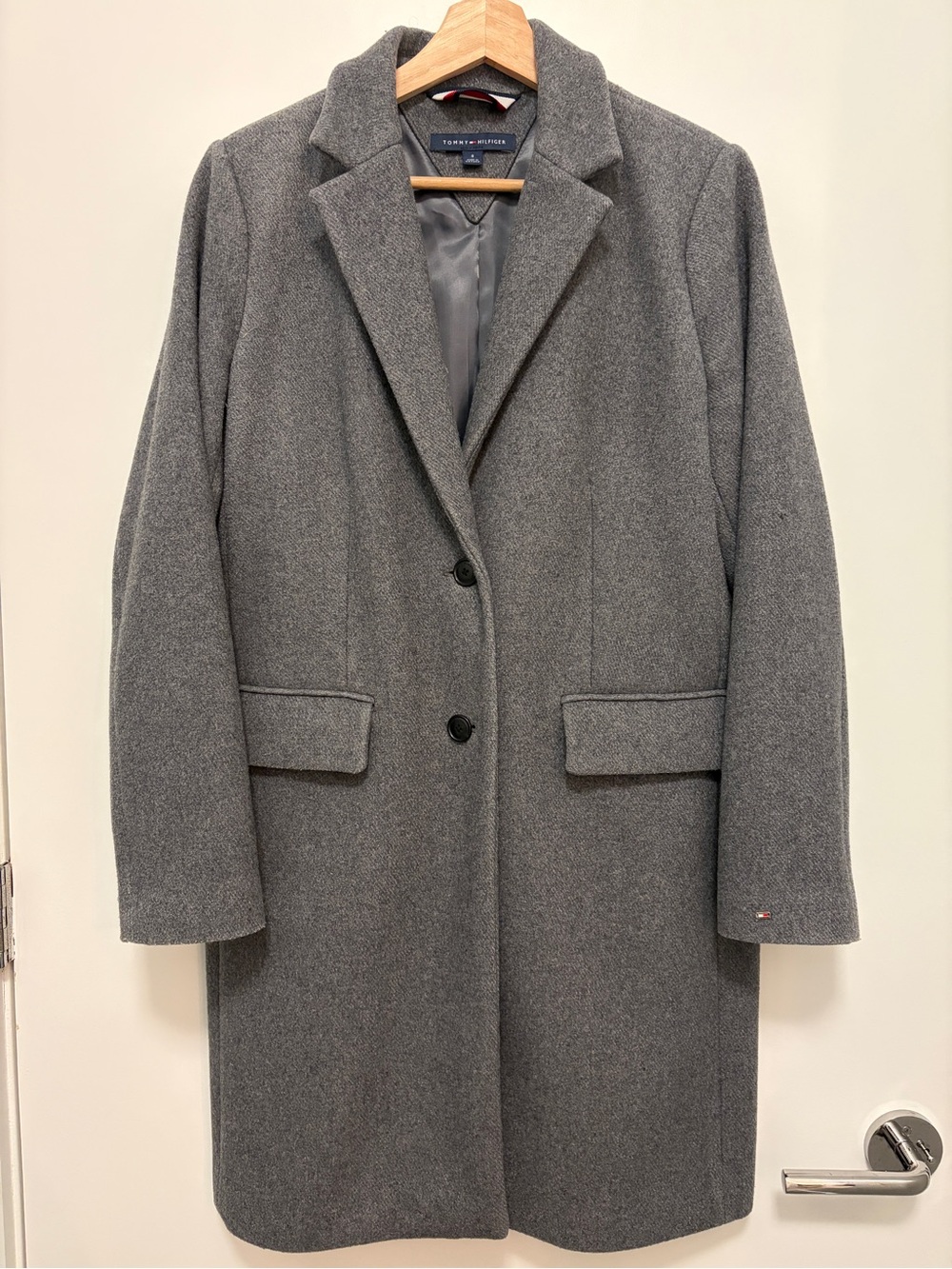 Tommy Hilfiger WOOL BLEND CLASSIC COAT Gray Size 8